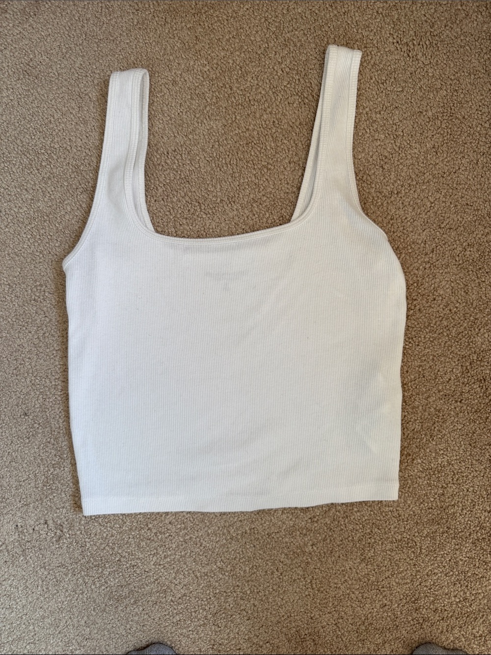 Abercrombie & Fitch White Ribbed Square-Neck Tank